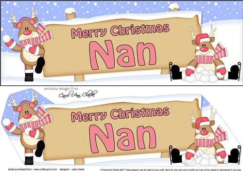 large DL Merry Christmas NAN with Rudolph 3D decoupage