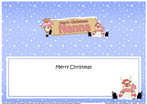 large DL Merry Christmas NANNA with Rudolph insert