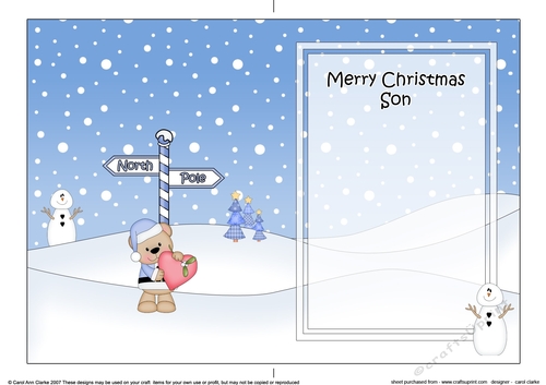 5 x 7 matching insert -  Merry Christmas SON with Livvy Bear