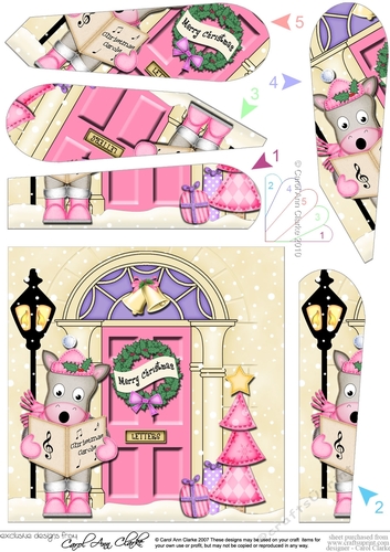 Cute GiGi Horse at the Christmas Door Fan Pyramage Topper