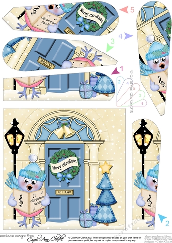 Cute Little Robin at the Christmas Door Fan Pyramage Topper