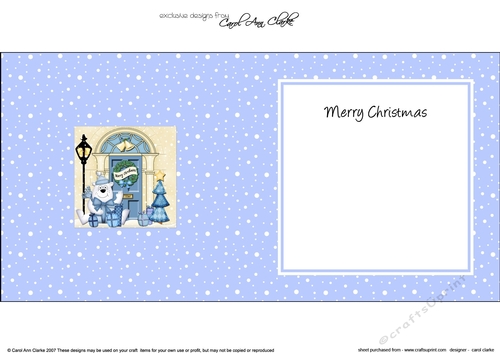 Cute Polar Bear at the Christmas Door matching insert square landscape