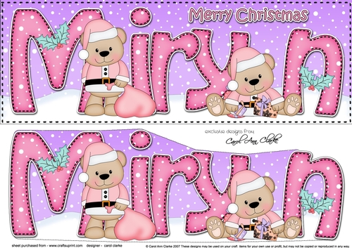 Large DL Merry Christmas MIRYN 3D decoupage 