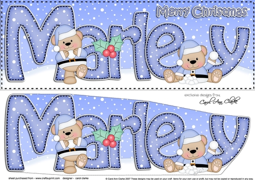 Large DL Merry Christmas MARLEY 3D decoupage 