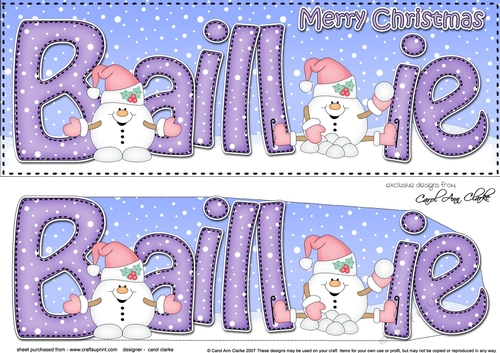 Large DL Merry Christmas BAILLIE 3D decoupage 