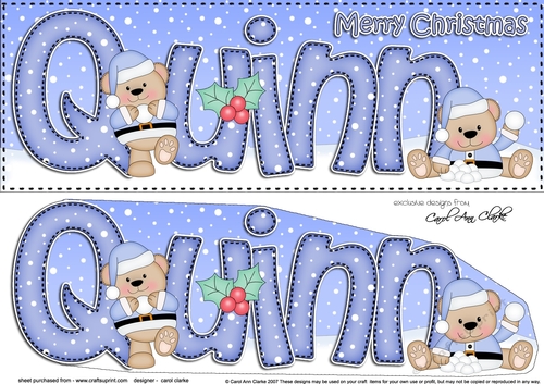 Large DL Merry Christmas QUINN 3D decoupage 