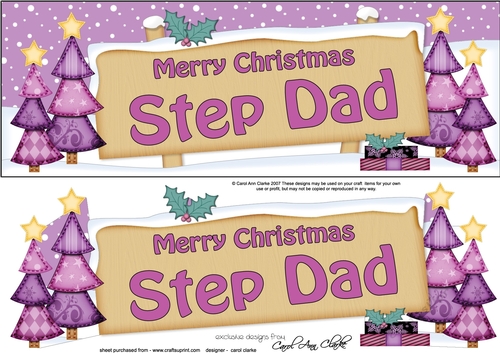 Large DL Merry Christmas STEP DAD with Xmas Trees 3D decoupage