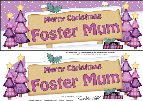 Large DL Merry Christmas FOSTER MUM with Xmas Trees 3D decoupage