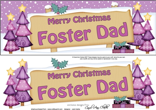 Large DL Merry Christmas FOSTER DAD with Xmas Trees 3D decoupage