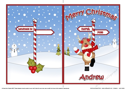 5 x 7 Quick Cut and Fold Card - Merry Christmas ANDREW
