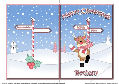 5 x 7 Quick Cut and Fold Card - Merry Christmas BETHANY