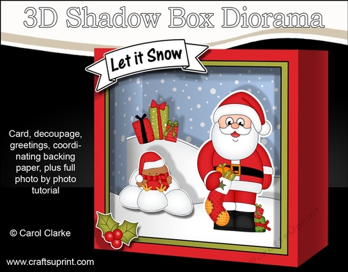 3D Christmas Diorama Shadow Box Card Mini Kit  - Santa has an Xmas Stocking