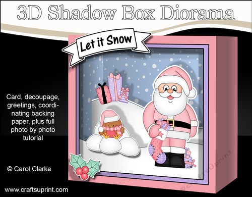 3D Christmas Diorama Shadow Box Card Mini Kit  - Santa has an Xmas Stocking