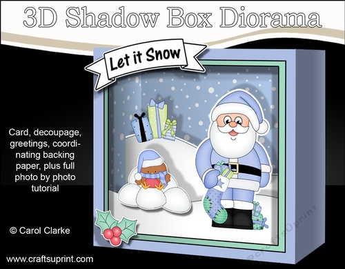 3D Christmas Diorama Shadow Box Card Mini Kit  - Santa has an Xmas Stocking