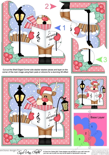 Christmas Rudolph is Carol Singing Shell Edged Corner Stacker
