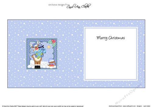Christmas Rudolph has lots of Presents insert square landscape