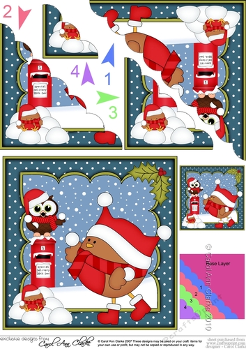 Christmas Bobbin Robin is having a Snowball fight Scallop Corner Topper
