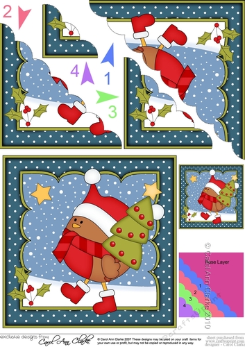 Christmas Bobbin Robin has an Xmas Tree Scallop Corner Topper