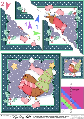 Christmas Bobbin Robin has an Xmas Tree Scallop Corner Topper