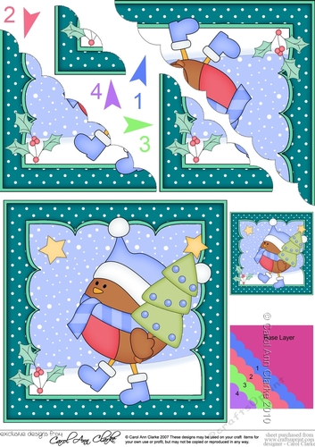 Christmas Bobbin Robin has an Xmas Tree Scallop Corner Topper