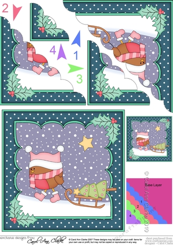 Christmas Bobbin Robin has an Xmas Tree Scallop Corner Topper