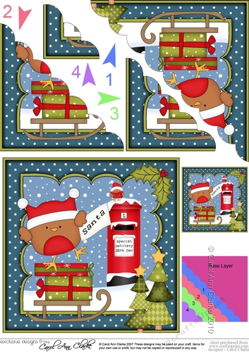 Christmas Bobbin Robin Posts a Letter to Santa Scallop Corner Topper