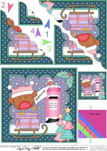 Christmas Bobbin Robin Posts a Letter to Santa Scallop Corner Topper