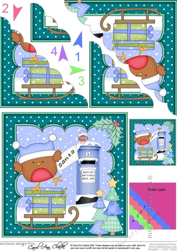 Christmas Bobbin Robin Posts a Letter to Santa Scallop Corner Topper