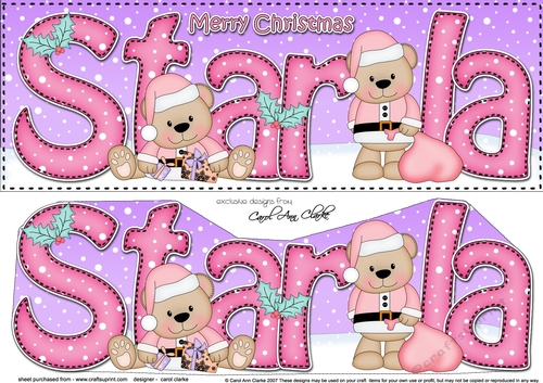 Large DL Merry Christmas STARLA 3D decoupage 