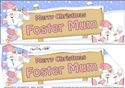 large DL Merry Christmas FOSTER MUM with Snowball Sam 3D decoupage