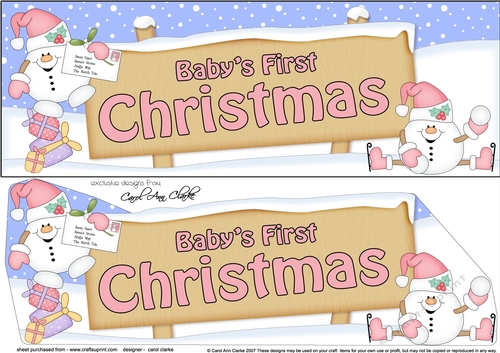 large DL Merry Christmas BABYS FIRST CHRISTMAS with Snowball Sam 3D decoupage