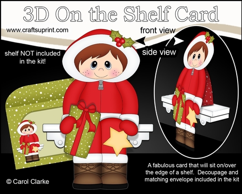 3D Christmas On the Shelf Card Kit - Christmas Eskimo has an Xmas Present