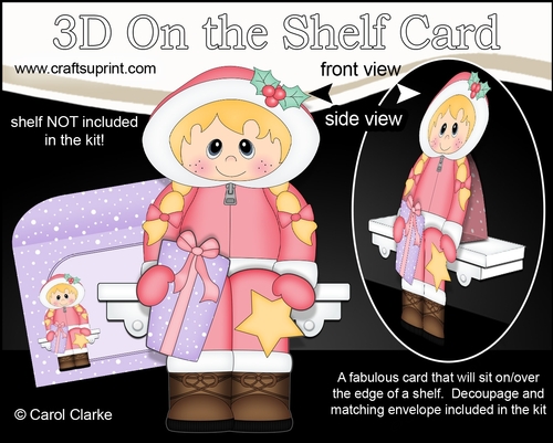 3D Christmas On the Shelf Card Kit - Christmas Eskimo has an Xmas Present