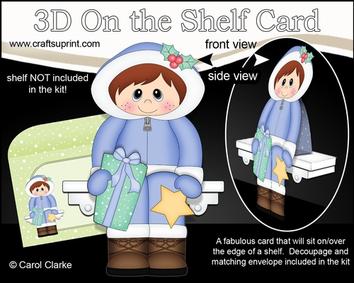 3D Christmas On the Shelf Card Kit - Christmas Eskimo has an Xmas Present