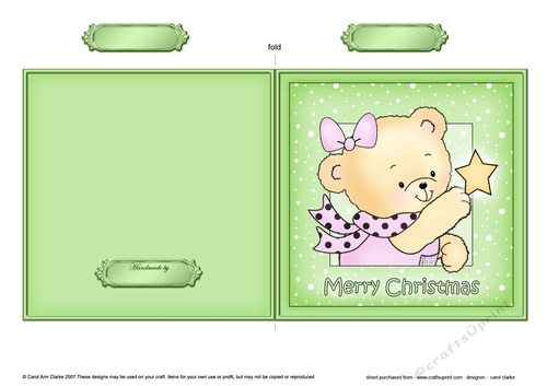 Cute Hunney Bear Rosie has a Christmas Star - Quick Cut and Fold Card