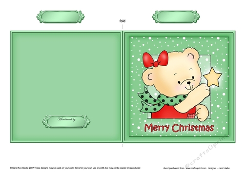 Cute Hunney Bear Rosie has a Christmas Star - Quick Cut and Fold Card