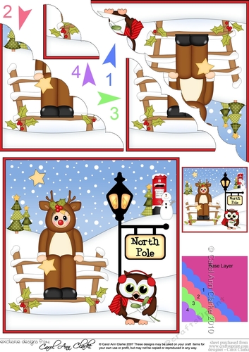 Cute Christmas Fancy Dress Rudolph is at the North Pole Scalloped Corner Stacker