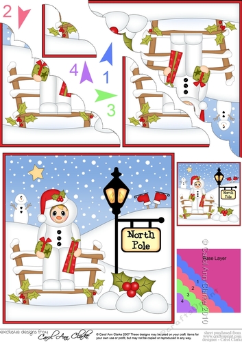 Cute Christmas Fancy Dress Snowman is at the North Pole Scalloped Corner Stacker