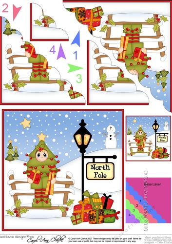 Cute Christmas Fancy Dress Xmas Tree is at the North Pole Scalloped Corner Stacker