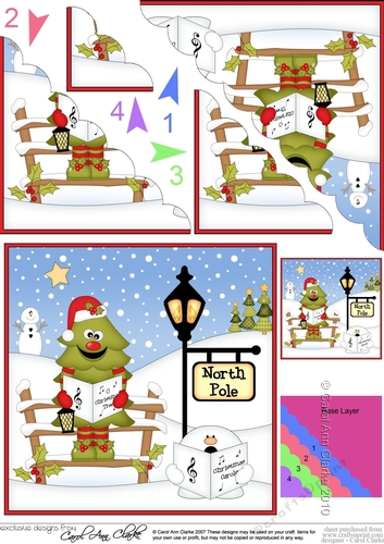 Cute Christmas Tree is at the North Pole Scalloped Corner Stacker
