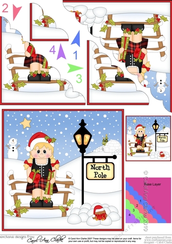 Cute Scottish Girl is at the North Pole Scalloped Corner Stacker