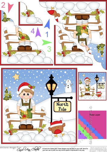 Cute Christmas Lederhosen Boy is at the North Pole Scalloped Corner Stacker
