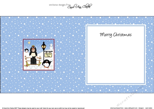 Cute Christmas Fancy Dress Penguin is at the North Pole insert square landscape