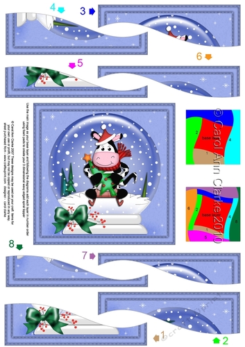 Cute Christmas Milly Moo Cow Snowglobe Wavy Spiral Side Stacker