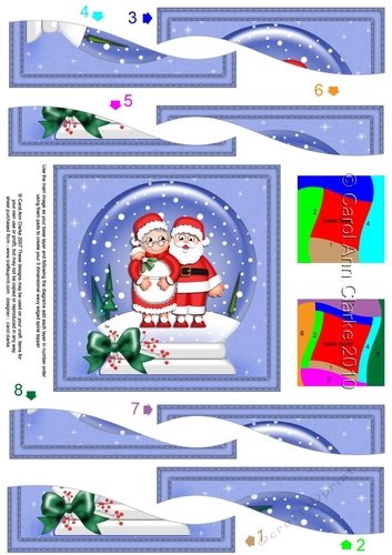 Cute Christmas Santa & Mrs Claus Snowglobe Wavy Spiral Side Stacker