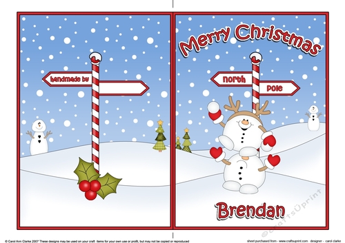 5 x 7 Quick Cut and Fold Card - Merry Christmas BRENDAN
