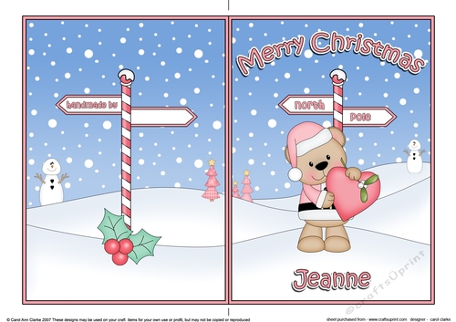 5 x 7 Quick Cut and Fold Card - Merry Christmas JEANNE