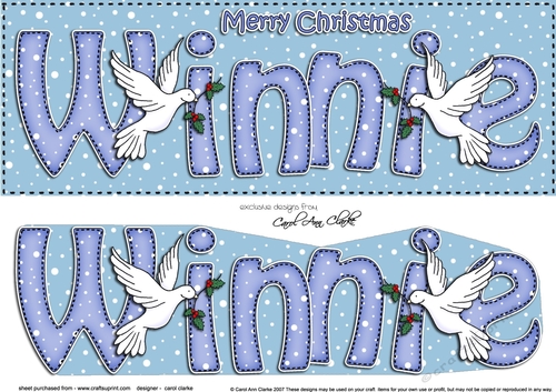 Large DL Merry Christmas WINNIE 3D decoupage 