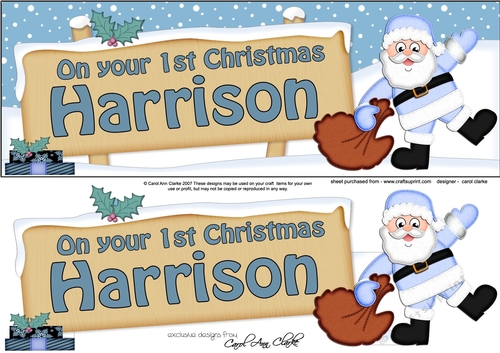 Large DL Merry 1ST Christmas HARRISON 3D decoupage 