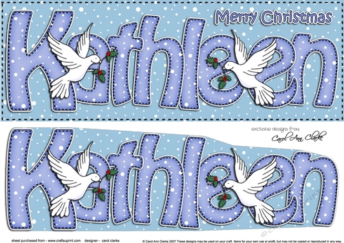 Large DL Merry Christmas KATHLEEN 3D decoupage 